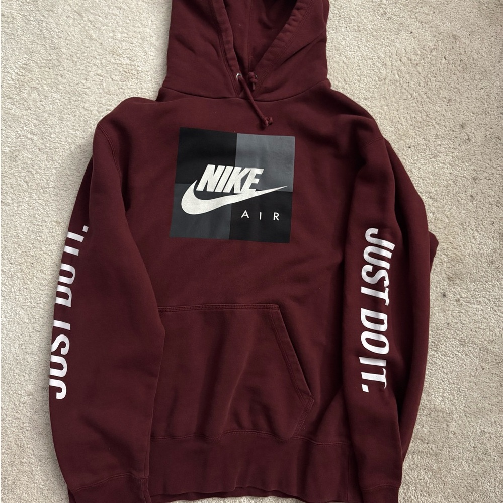 Nike Men's Burgundy Hoodie with Logo